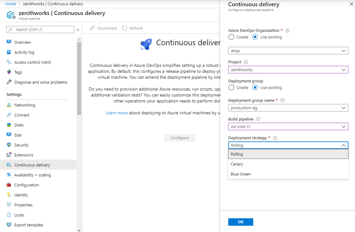 A screenshot showing how to configure the canary deployment strategy.