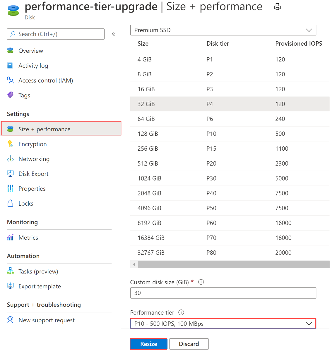 Change the performance of Azure managed disks using the Azure portal - Azure  Virtual Machines | Microsoft Learn