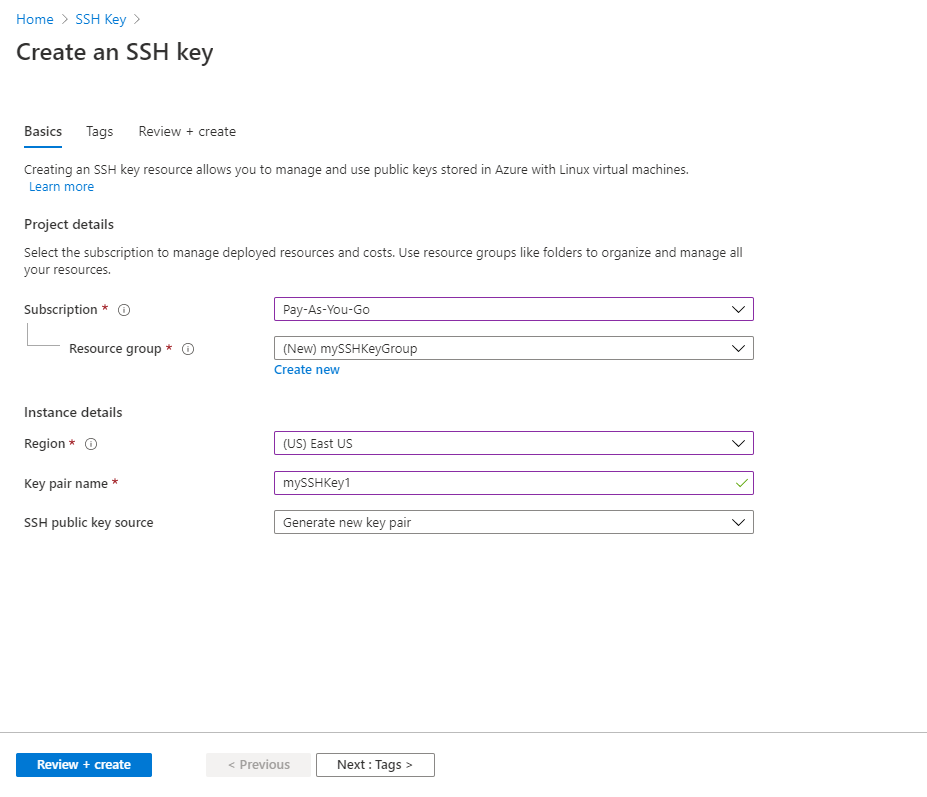efterspørgsel ægteskab Øl Create SSH keys in the Azure portal - Azure Virtual Machines | Microsoft  Learn