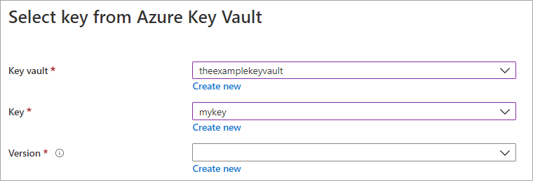 Screenshot of the Key Vault creation blade.
