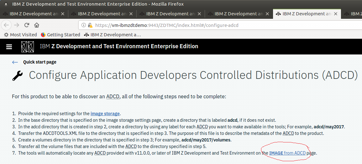 IBM zD&T Enterprise Edition - Configure ADCD screen