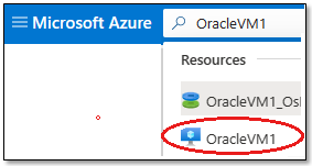 Diagram showing the search box and the results for the first Oracle VM.