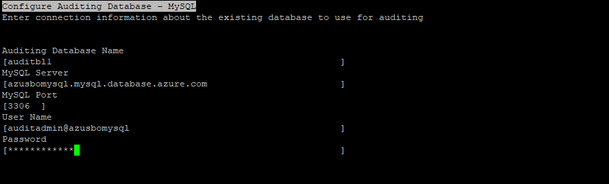 Screenshot that shows SAP BOBI Deployment on Linux - audit database.