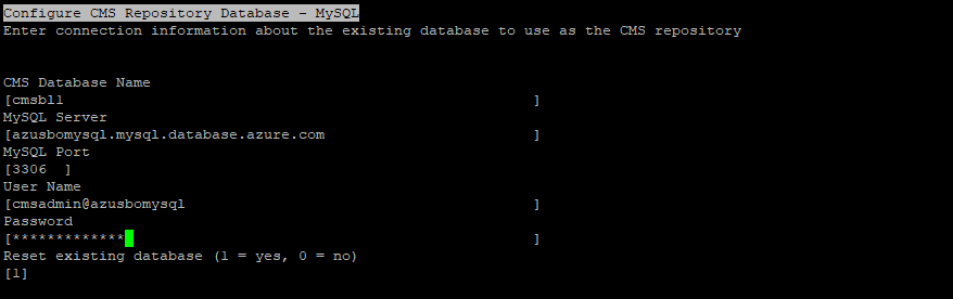 Screenshot that shows SAP BOBI Deployment on Linux - CMS database.