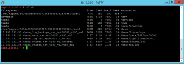 Screenshot showing output of the command for HANA Large Instance.