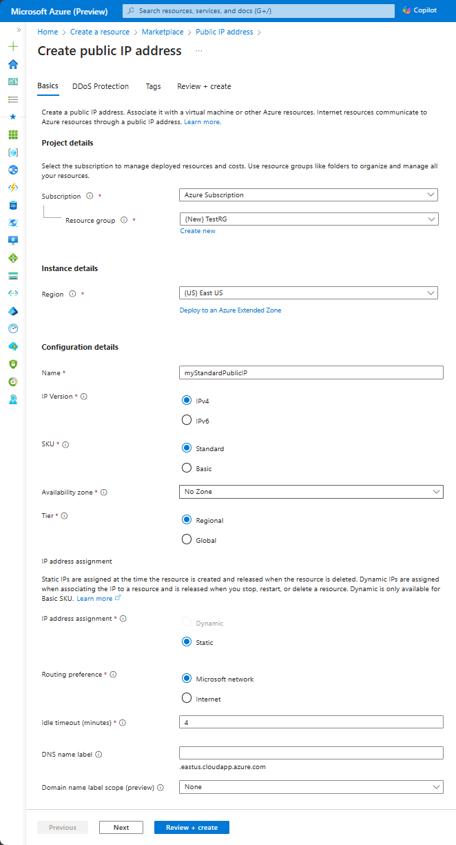 azure public ip address assignment