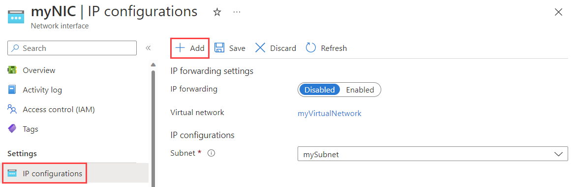 Configure IP addresses for an Azure network interface | Microsoft Learn