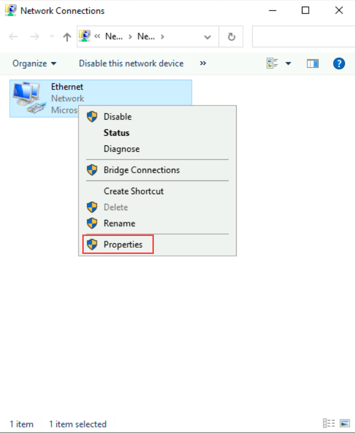 Screenshot of select network interface in Windows OS.