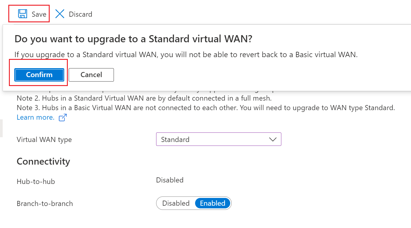 Screenshot that shows the upgrade confirmation dialog box.