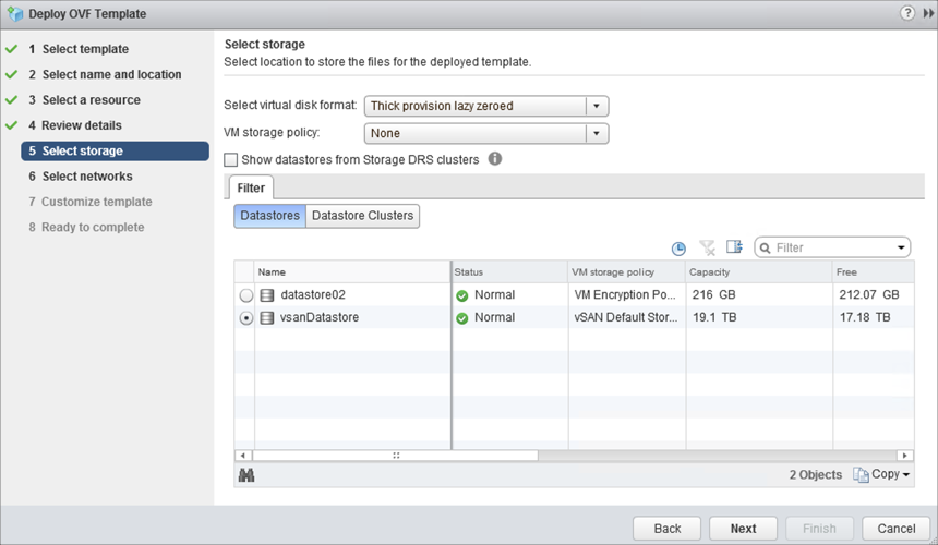 Select datastore
