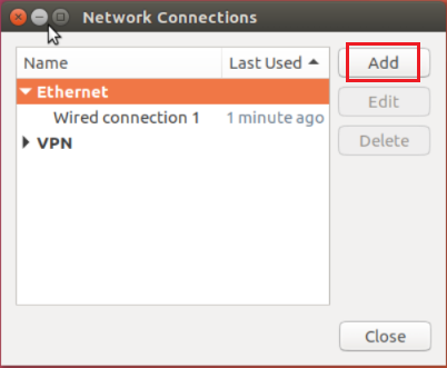 Screenshot shows add connection for network connections.