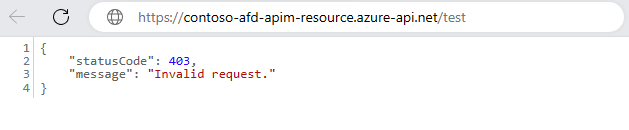 A screenshot showing APIM inaccessible through the Internet.