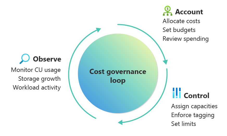 A diagram the presents the concept of Fabric cost governance.