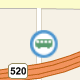 Image that shows a circle with a green bus within it as the pushpin icon style