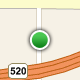 Image that shows a large white circle with a green circle within it as the pushpin icon style