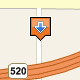 Image that shows a small orange box with an upside down arrow as the pushpin icon style