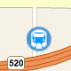 Image that shows a circle with a front-facing blue bus within it as the pushpin icon style