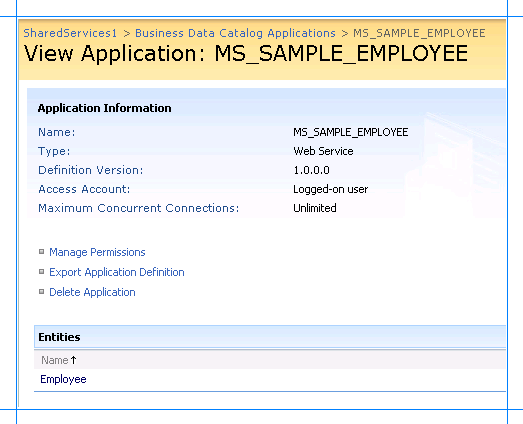 The application in SharePoint