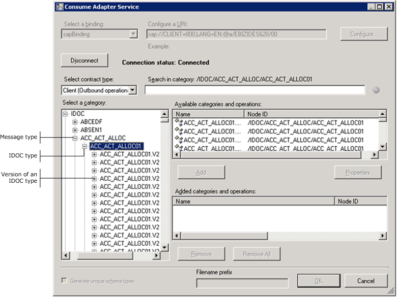 Browsing versions of an IDOC type