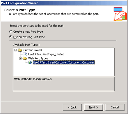 Image that shows the Select a Port Type dialog box.
