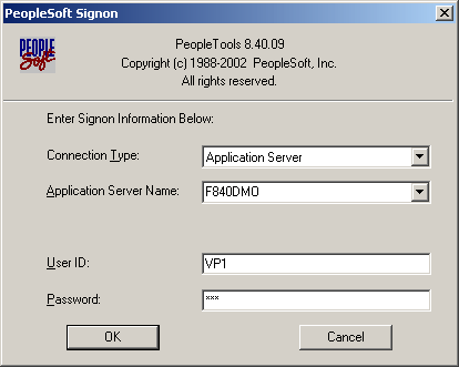 Image that shows the PeopleSoft Signon screen.