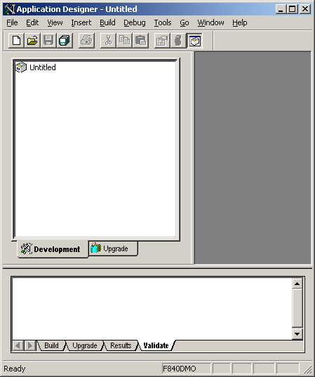 Image that shows the Application Designer dialog box.