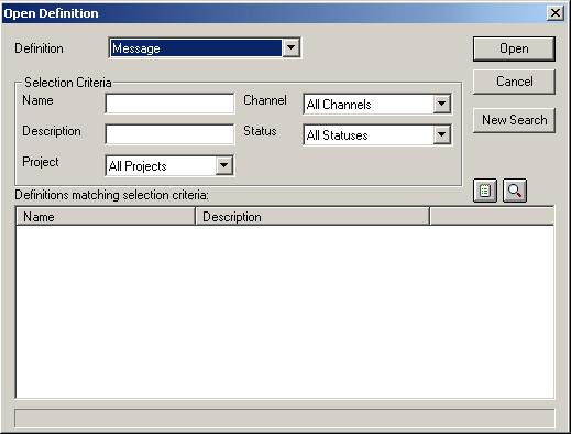 Image that shows the Open Definition dialog box.