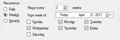 Weekly recurrence schedule in BizTalk Server