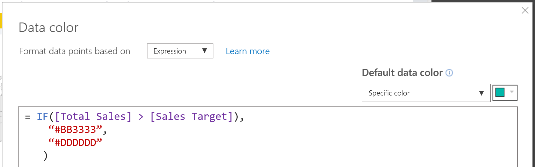 Data colors using expression-based formatting