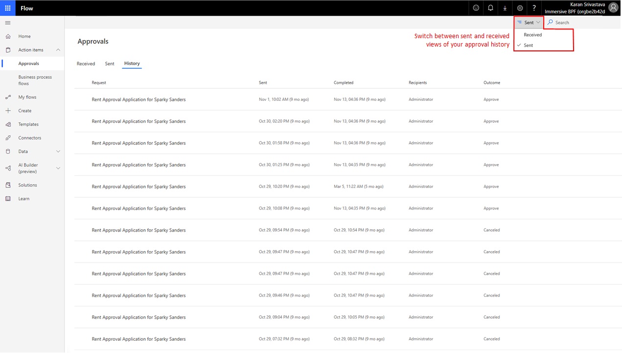 History list History list