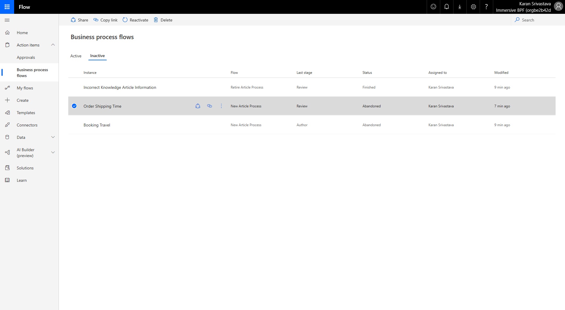Inactive list Inactive list