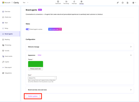 Publish updates to agent.