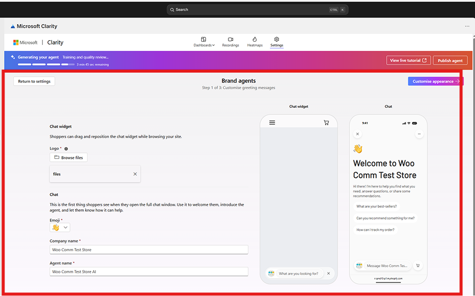 Customize greeting messages for your Brand agent.