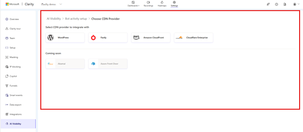 CDN Providers in settings.
