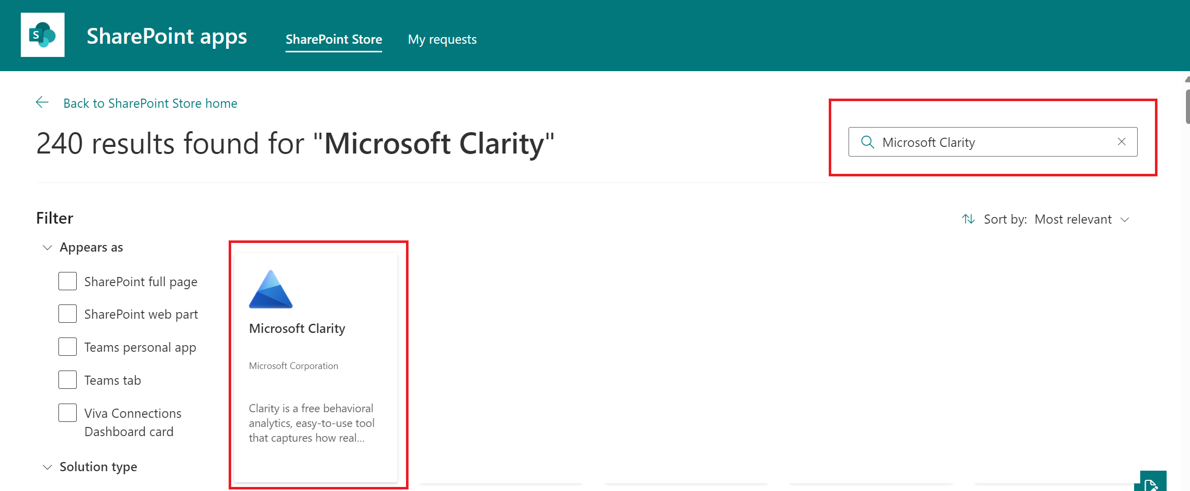 Find Clarity in SharePoint store.