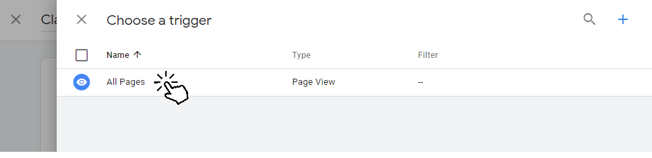 On the Choose a trigger page, select all pages.