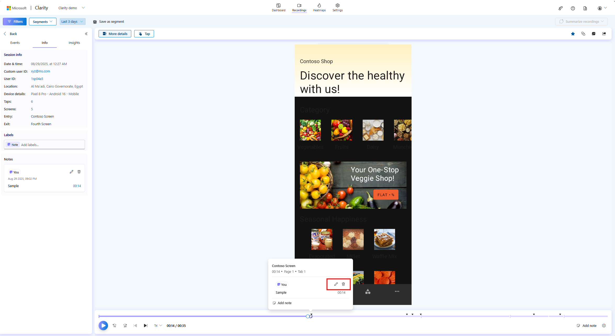 Edit note in playback in sdk.