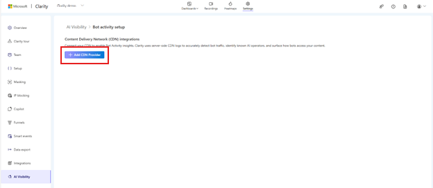Select add CDN Providers in settings.