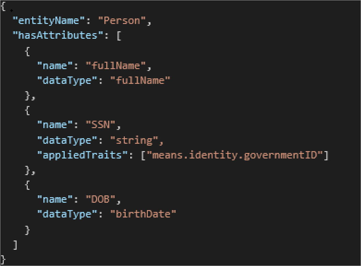 Simple typed attributes described in JSON.