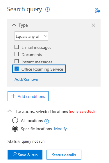 Select the Office Roaming Service checkbox to export usage data.
