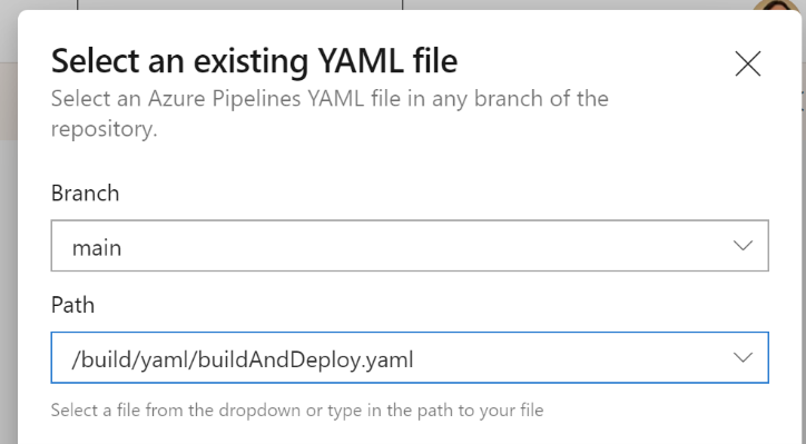 Select existing YAML file