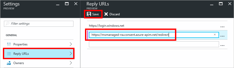 Reply URLs.