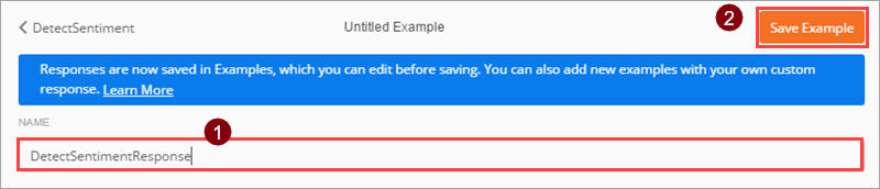 Screenshot that shows how to save an example.