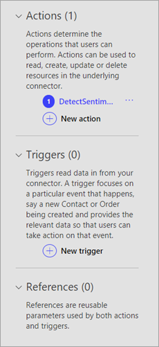 Definition page - actions and triggers.