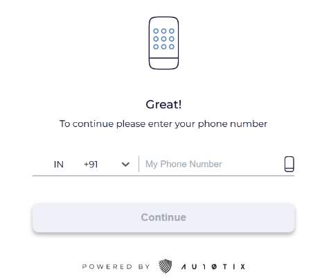 The AU10TIX screen where you enter your phone number.