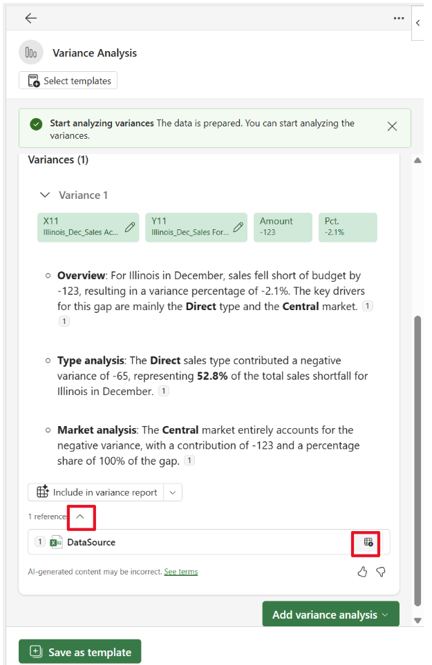 Screenshot of the view references for a result.