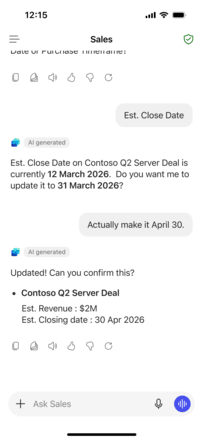 Field update into opportunity