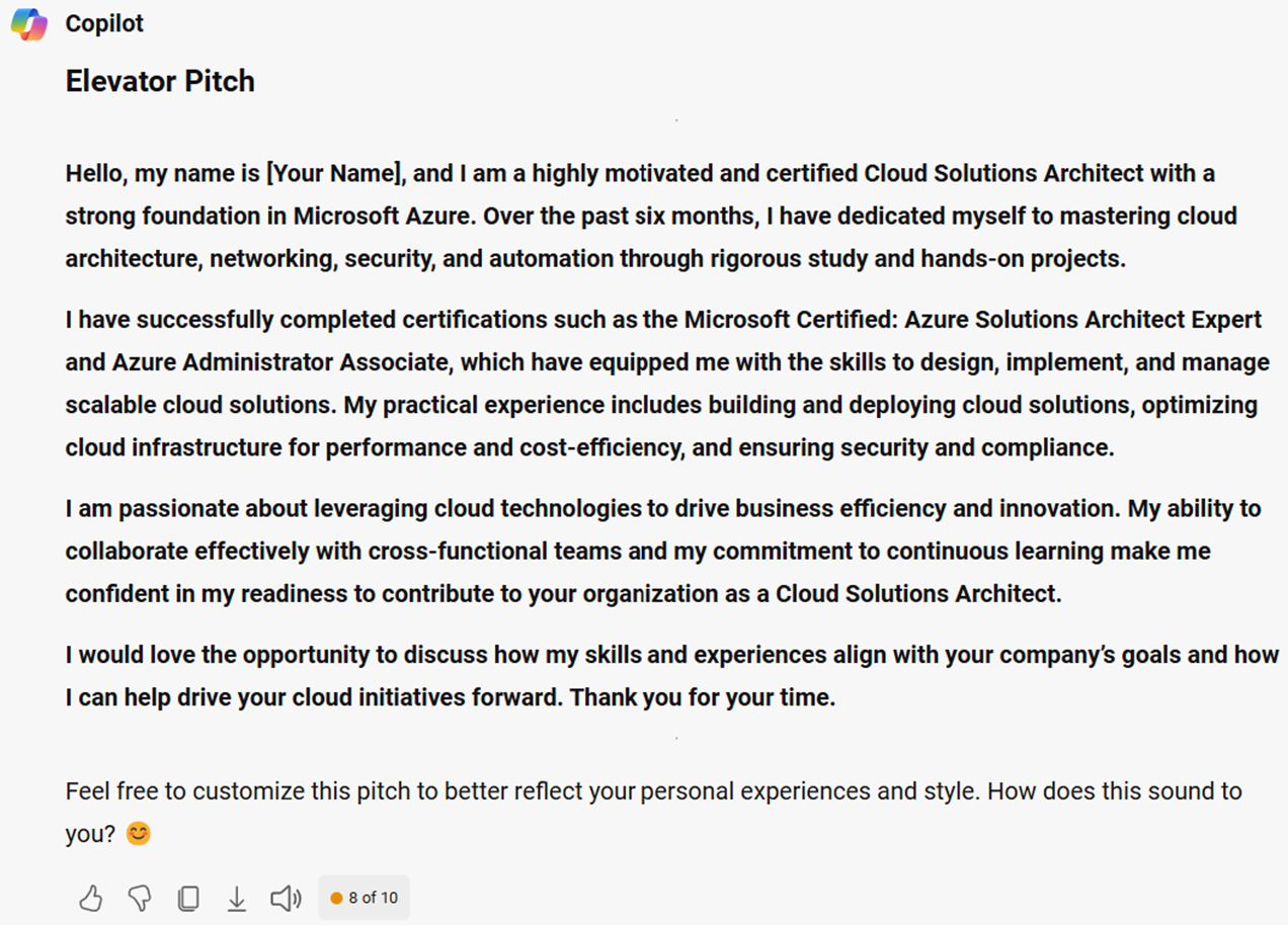 Elevator pitch from Microsoft Copilot.