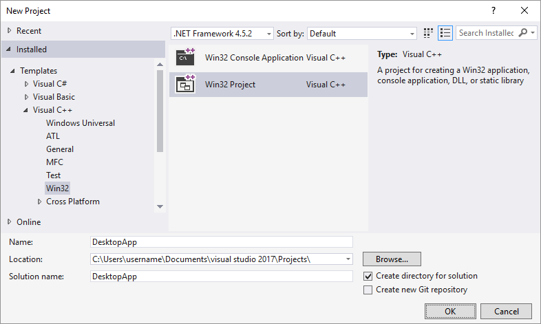 Walkthrough: Create A Traditional Windows Desktop Application (C++ ...