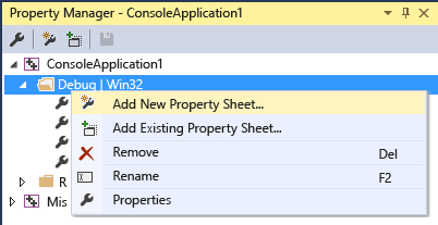 SharingNew Screenshot of the Property Manager shortcut menu.